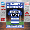 Personalised Reading Football Fan Birthday Card - Soccer team - Any Age - Any Name - Any Message