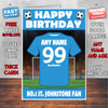 Personalised St. Johnstone Football Fan Birthday Card - Soccer team - Any Age - Any Name - Any Message