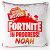 SPECIAL OFFFER Hot Rod Red FORTNITE 1 - White Design Magic Reveal Cushion Cover ONLY!!!! PERSONALISED Sequin Christmas