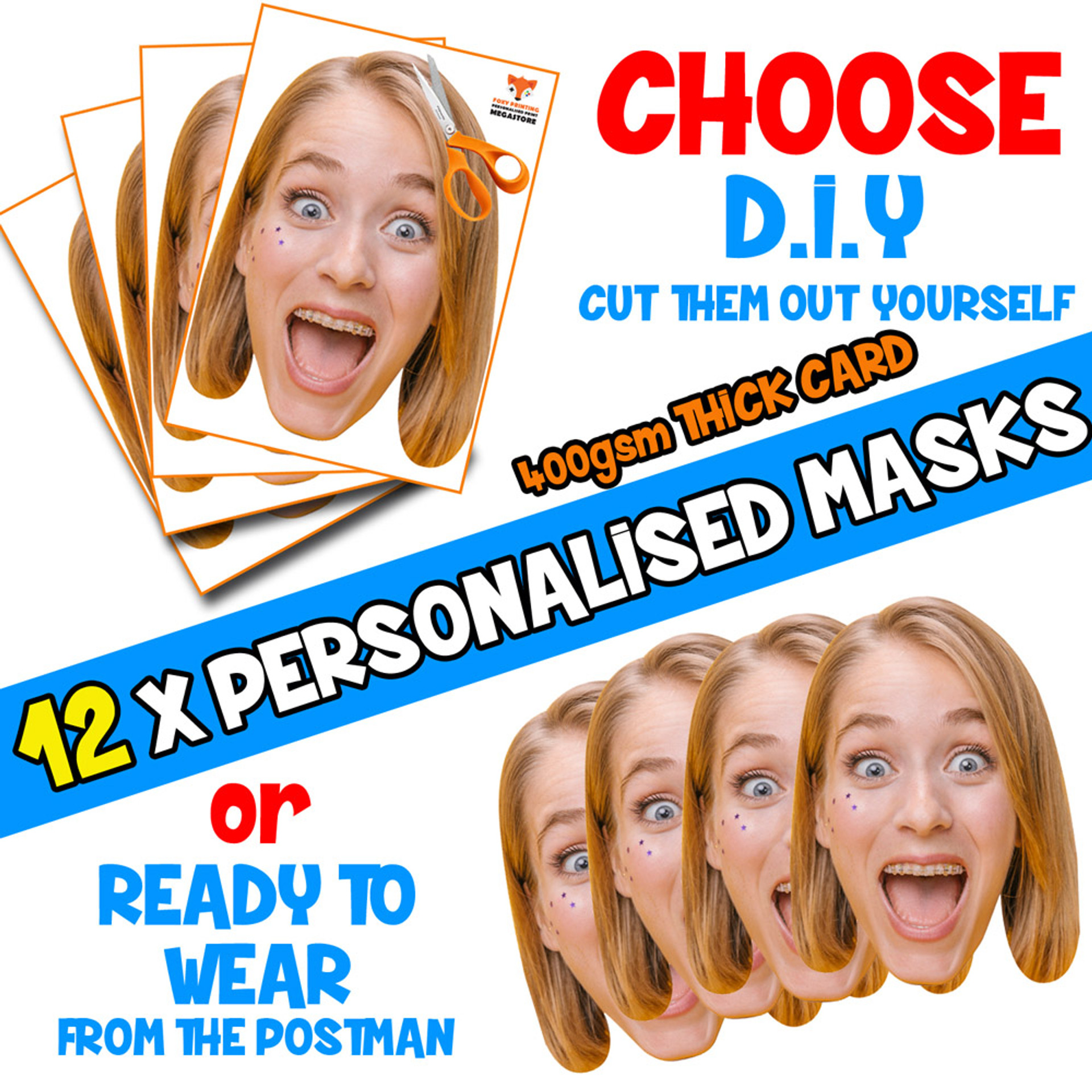 10 x personalised custom hen party face masks