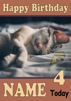 Personalised Kitten 3 Birthday Card
