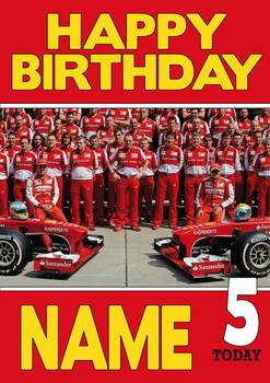 Personalised Ferrari Team Birthday Card