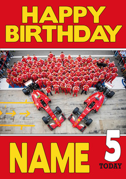 Personalised Ferrari Team 3 Birthday Card