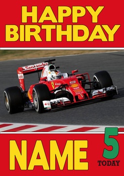 Personalised Ferrari Team 5 Birthday Card