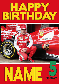 Personalised Ferrari Team 6 Birthday Card