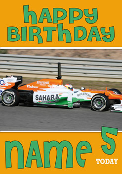 Personalised Force India Birthday Card