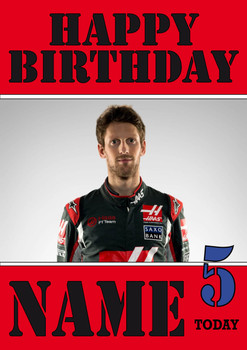 Personalised Romain Grosjean Birthday Card