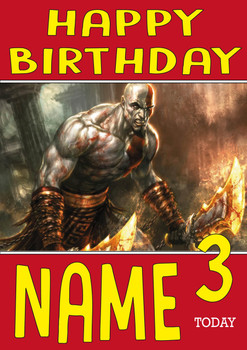 Retro Gaming Kratos Personalised Card