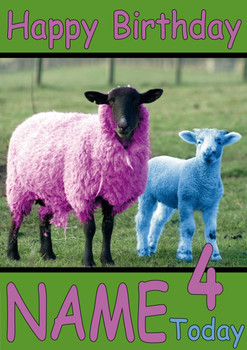 Colourful Sheep Personalised Birthday Card