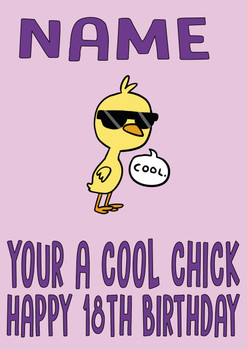 Cool Chick Personalised Birthday Card