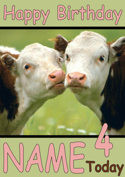 Cows Kissing Personalised Birthday Card