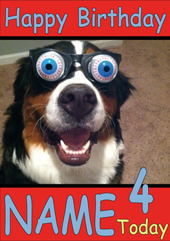 Dog In Funny Glasses Personalised Birthday Card