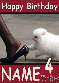 Dog Stepping On Shoe Personalised Birthday Card