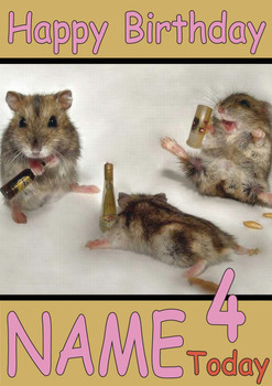 Drunken Hamsters Personalised Birthday Card