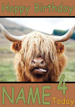 Highland Cow Personalised Birthday Card