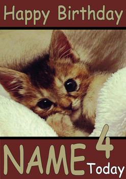 Kitten Tucked In Bed Personalised Birthday Card