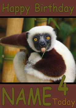 Lemur Sticking Tongue Out Personalised Birthday Card