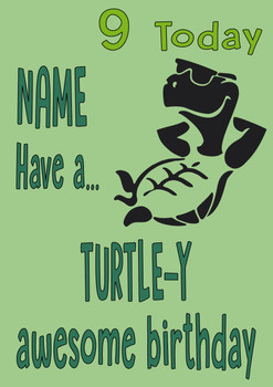 Turtle Y Awesome Personalised Birthday Card