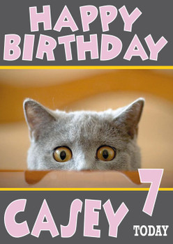 Kitten Big Yellow Eyes Birthday Card