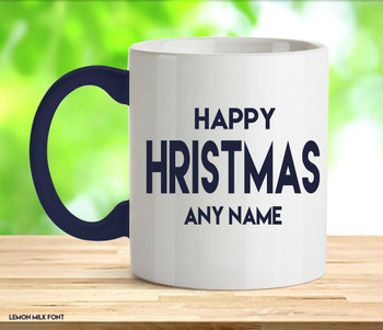 Adult Happy Christmas Blue Rude Mug