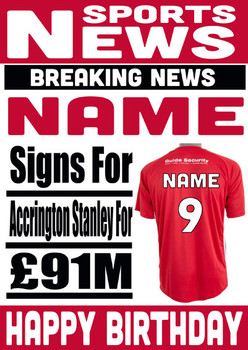 Signed For Accrington Stanley Personalised Card