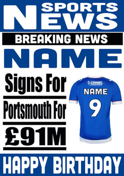 Signed For Portsmouth Personalised Card