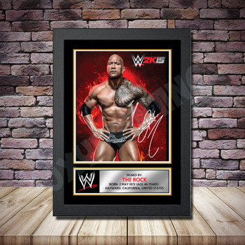Personalised Signed Wrestling Celebrity Autograph print - The Rock -A4 A3 A2 A1 - Framed or Print Only