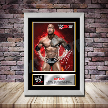 Personalised Signed Wrestling Celebrity Autograph print - The Rock Framed or Print Only