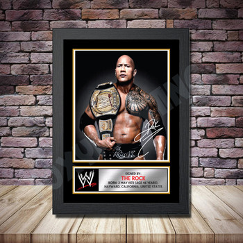 Personalised Signed Wrestling Celebrity Autograph print - The Rock 2 Framed or Print Only