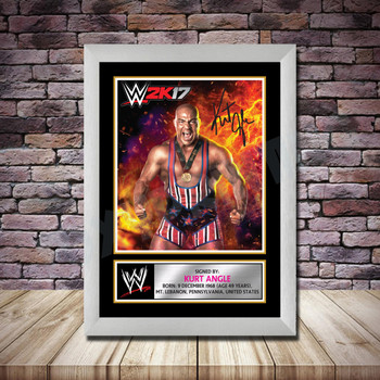 Personalised Signed Wrestling Celebrity Autograph print - Kurt Angle Framed or Print Only