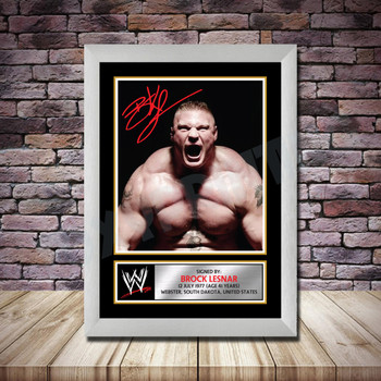 Personalised Signed Wrestling Celebrity Autograph print - Brock Lesnar Framed or Print Only