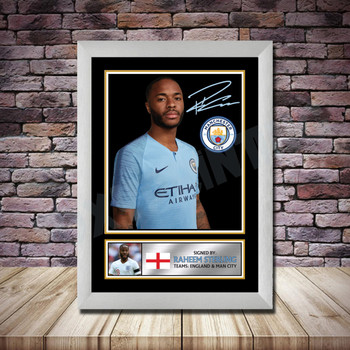 Personalised Signed Football Autograph print - Raheem Sterling Framed or Print Only