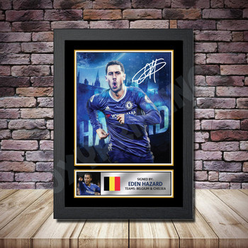 Personalised Signed Football Autograph print - Eden Hazard 2 -A4 A3 A2 A1 - Framed or Print Only