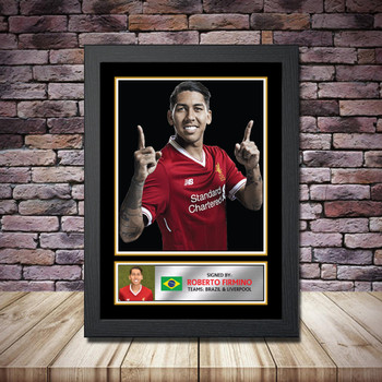 Personalised Signed Football Autograph print - Roberto Firmino - A4 A3 A2 A1 - Framed or Print Only