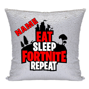 Hot Rod Red FORTNITE FN4 - White Design Magic Reveal Cushion Cover and Insert PERSONALISED Sequin Christmas