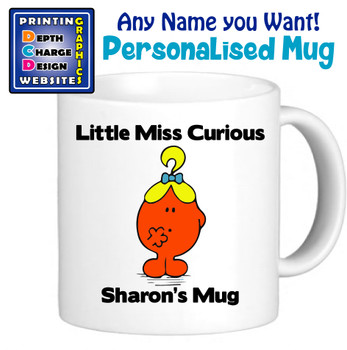 Miss Curious - Personalised Men or Miss Mugs - Perfect Goft Xmas Secret Santa - ANY NAME