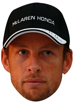 JENSON BUTTON CAP JB - Formula 1 Driver Fancy Dress Cardboard Celebrity Face Mask