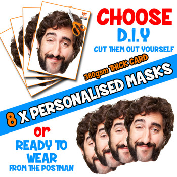 8 x PERSONALISED CUSTOM Stag Masks PHOTO DIY OR CUT PARTY FACE MASKS - Stag & Hen Party Facemasks