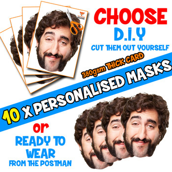 10 x PERSONALISED CUSTOM Stag Masks PHOTO DIY OR CUT PARTY FACE MASKS - Stag & Hen Party Facemasks