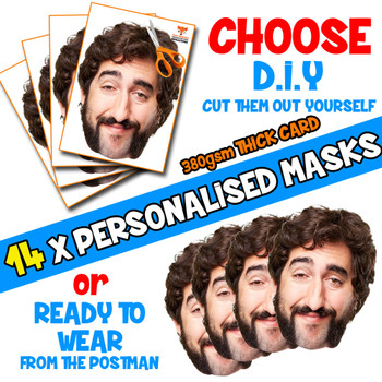 14 x PERSONALISED CUSTOM Stag Masks PHOTO DIY OR CUT PARTY FACE MASKS - Stag & Hen Party Facemasks