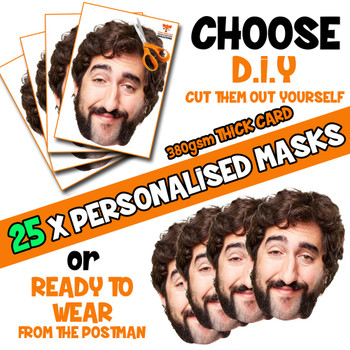 25 x PERSONALISED CUSTOM Stag Masks PHOTO DIY OR CUT PARTY FACE MASKS - Stag & Hen Party Facemasks