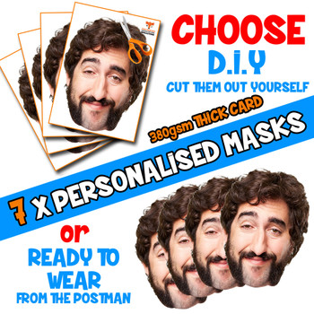 7 x PERSONALISED CUSTOM Hen Party Masks PHOTO DIY OR CUT PARTY FACE MASKS - Stag & Hen Party Facemasks