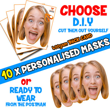 10 x PERSONALISED CUSTOM Hen Party Masks PHOTO DIY OR CUT PARTY FACE MASKS - Stag & Hen Party Facemasks 10 x PERSONALISED CUSTOM Hen Party Masks PHOTO DIY OR CUT PARTY FACE MASKS - Stag & Hen Party Facemasks