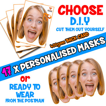 17 x PERSONALISED CUSTOM Hen Party Masks PHOTO DIY OR CUT PARTY FACE MASKS - Stag & Hen Party Facemasks 17 x PERSONALISED CUSTOM Hen Party Masks PHOTO DIY OR CUT PARTY FACE MASKS - Stag & Hen Party Facemasks