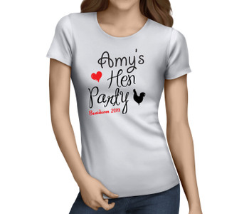 Hen Loveheart Colour Custom Hen T-Shirt - Any Name - Party Tee