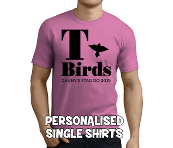 T Birds Black Custom Stag T-Shirt - Any Name - Party Tee