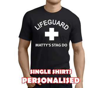 Lifeguard White Custom Stag T-Shirt - Any Name - Party Tee