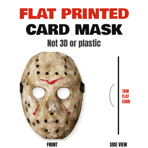 Jason Voorhees Hockey Face Mask | Flat Printed Card Mask (Not 3D or Plastic) | Fancy Dress