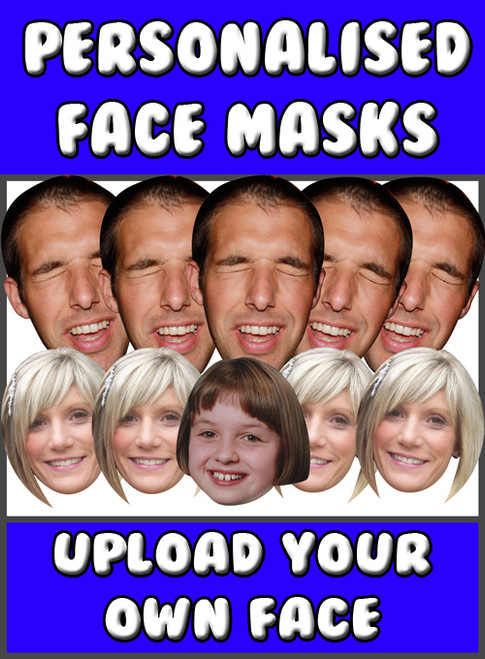 6 x Personalised Create Your Own DIY Photo Face Masks - Custom Party Masks