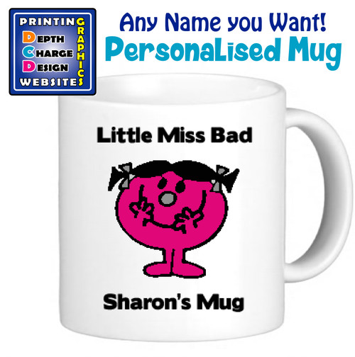 Miss Bad - Personalised Men Or Miss Mugs - Perfect Goft Xmas Secret Santa - Any Name